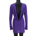 Women Clothing Wooden Ear Hollow Out Cutout Backless Long Sleeve Short Dress