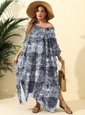 Women Clothes Irregular Asymmetric Pattern Print Loose Blouse Beach Holiday Split Mop Dress