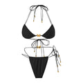 Solid Color Elastic String Butterfly Ornament Bikini Sexy Split Triangle Bag Tied Swimsuit Women