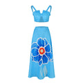 Retro Large Printed Beach Skirt Set Sexy Split Two Piece Sets