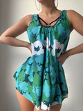 Ladies Floral Print Swimsuit Bikini Two Piece Set