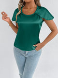 Women Clothing Satin Summer T shirt Short Sleeve High End Satin Artificial Silk Top
