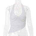 Women Clothing Spring Sexy Sexy Halter Strap Irregular Asymmetric Solid Color Vest Top Women