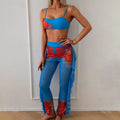 Printed Three Piece Sets Swimsuit Women Beach Trousers Sexy Bikini Spring Swimsuit