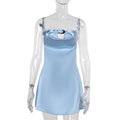 Summer Sexy Sexy Strap Adjustable Pocket Collar Satin Dress Women