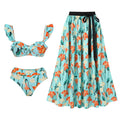 Split Bikini Lotus Sleeve High Waisted Trousers Sexy Slimming Swimsuit Women