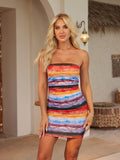 Women Clothing Gradient Printing Dress Spring Sexy Waist Tube Top Hip Dress