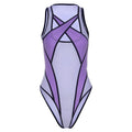 Summer Women Clothing Color Contrast Patchwork T-shirt Sexy Mesh See-through Slim Fit Bodysuit for Women