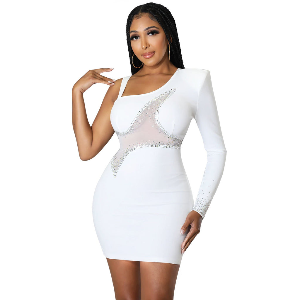Summer Women Clothing Sexy Tight Hip Dress Shoulder Sleeve Dress