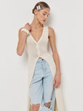 Sleeveless Design Split Long Upper Outer Garment Women Cardigan Breasted Coat Women Thin V neck