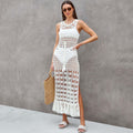 Knitted Beach Cover Up Sexy Cutout Tassel Backless Knitted Dress Casual Beach Cover Up