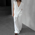 Spring Sleeveless Loose Vest Pants Pajamas Set Casual Comfortable Women Homewear Outerwear