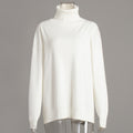 Turtleneck Sweater Women Autumn Winter Casual Sweater Slit Loose Solid Color Knitted Sweater