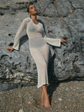 Summer Beach Dress Sexy Cutout See through Sun Protection by the Sea Beach Cover Up Knitted Dress