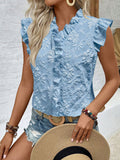 Summer Women Vest Pullover Ruffled Jacquard Short Sleeve Shirt
