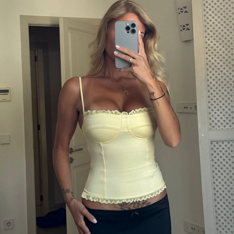 Women Clothing Sexy Tube Top off Neck Slim Fit Slimming Spaghetti Straps Vest