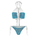 Sexy Backless Lace Up Low Waist Bikini Split Swimsuit Women Fresh Bikini