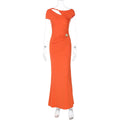 Women Spring Summer Sexy Backless Waist Trimming Solid Color Short Sleeve Dress