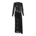Autumn Winter Women Clothing round Neck See through Sexy Slim Side Slit Long Sleeve Elegant Dress