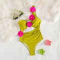 Solid Color One Piece Swimsuit Women One Shoulder Tube Top Hollow Out Cutout out Skirt Hip Wrapped Short Skirt Two Piece Sets