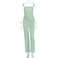 Summer Women Clothing Sexy off the Shoulder Tube Top Beveled Top Slim Trousers Two Piece Sets