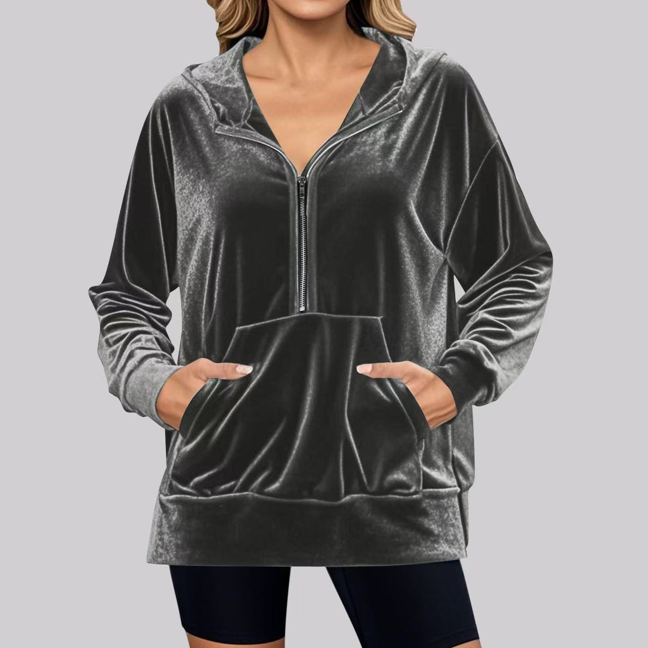 Autumn Winter Casual Loose Comfortable Velvet Elegant Long Sleeve Easy Matching Coat Women