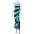 Summer High Grade Women Clothing Swing Collar Sling Waist Tight High Slit Printing Dress