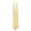 Women Autumn Winter Women Sexy Backless Halter Deep V Plunge neck Solid Color Split Dress Women