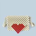 Casual Peach Heart DIY Handmade Beaded Heart Bag Imitation Acrylic Material Package Woven Shoulder Crossbody Portable