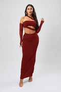 Tight Dress Angora Red Mesh Sexy Halter Wrapped Chest Sheath Dress Autumn