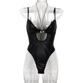 Women Clothing Simple Pure Black Sexy Suspenders Base Bodysuit