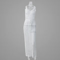 Vacation Beach Blouse Hollow Out Cutout Backless Knitted Dress Women