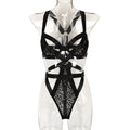 Sexy Jumpsuit Nightclub Underwear Sexy Mesh Stitching Body Sculpting Strap Steel Ring