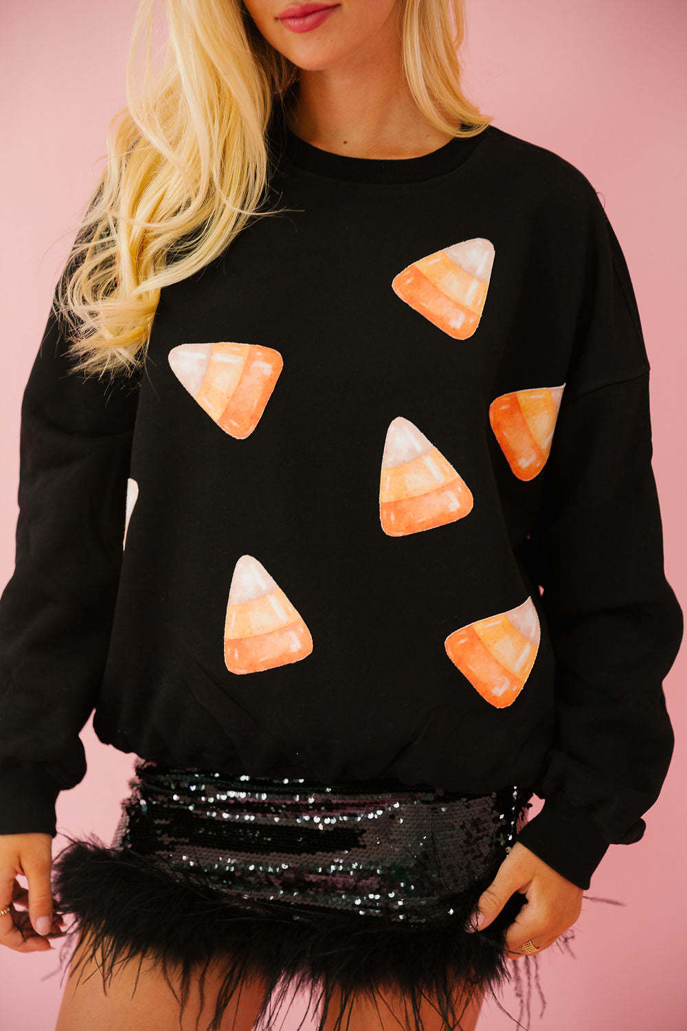 Autumn Winter Women Clothing Halloween Day Elements Sequined Sweater Loose Casual Top Women