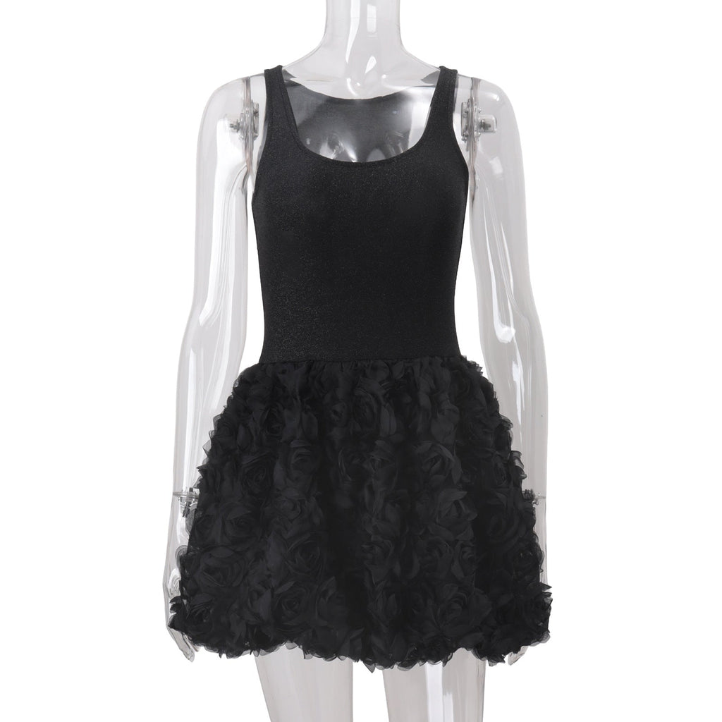 Women Clothing Fall Sexy U Collar Plush Slim Fit Patchwork Solid Color Sling Dress