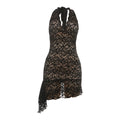 Autumn Winter Women Sexy Backless Deep V Plunge neck Slim Fit Lace Sheath Dress