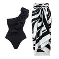 Oblique Shoulder Black One Piece Swimsuit Women Vacation Suit Skirt Swimsuit