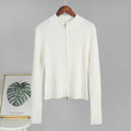Stand up Collar Slim Fit Long Sleeved Coat Autumn Winter Double Zipper Cardigan Thermal Knitting Coat for Women