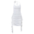 Spring Sexy Backless V Neck Three Dimensional Floral Ribbon Slim Fit Sexy Dress