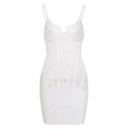 Women Clothing Sexy Lace Dress Waist Tight Sheer Mesh Chest Flattering V neck with Shoulder Straps