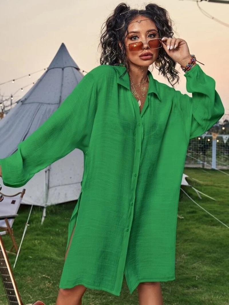 Solid Color Multi-Color Beach Blouse Sexy Cardigan Shirt Sunscreen Bikini Cover