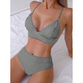 Split Swimsuit Bikini Sexy Swimsuit Slim Striped High Waist Bikini Swimsuit