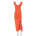 Summer Dress U Collar Wooden Ear Slim Fit Backless Dress Women