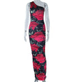 Floral Printed Sexy Oblique Shoulder Sleeveless Pullover Sheath Maxi Dress Women