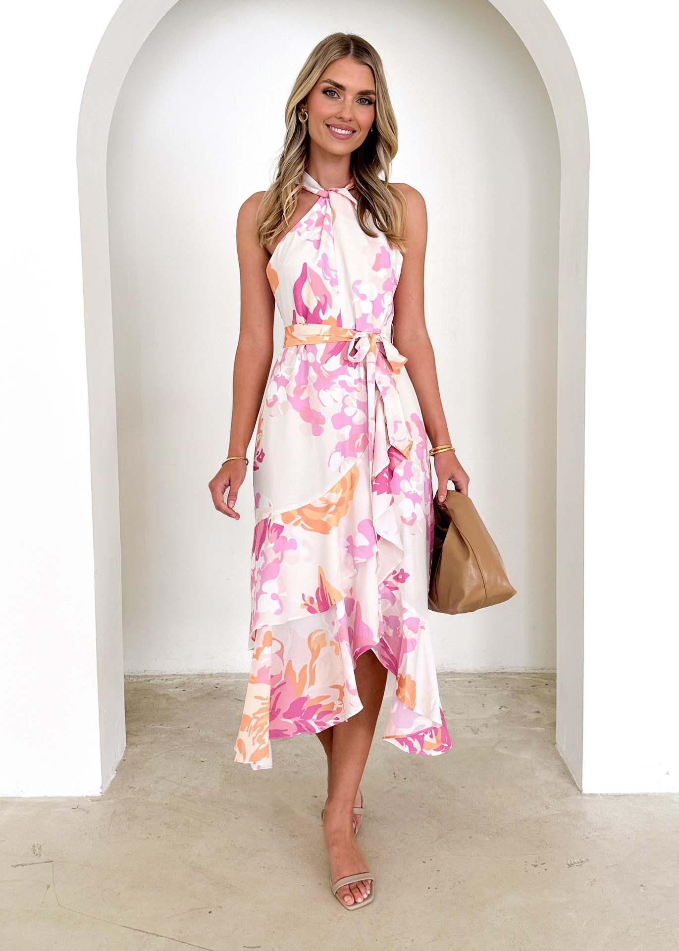 Spring Summer Women Clothing Printing Sexy Suspenders Dress Mid Length Women