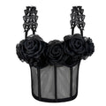 French Camisole Women Outer Wear Retro Three Dimensional Pearl Floral Design Boning Corset Tube Top