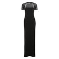 Summer Sexy Tight Waist See through Maxi Dress Elegant Shoulder Baring Solid Color Dress Women Clothing