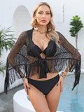 Women Beach Dress Shawl Women Clothing Tassel Stitching Hollow Out Cutout Mesh One Piece Bandage Dress Skirt