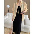 Back Slit Modeling Lanjing Tencel Blended Simple Casual Loose Shirt