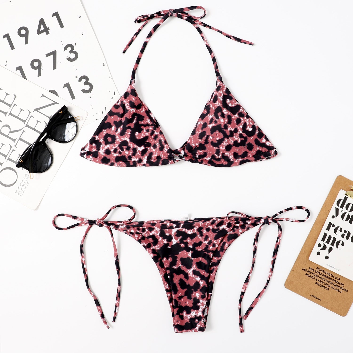 Ladies Split Triangle Duplex Printing Bikini Beach Model Sexy Swimsuit